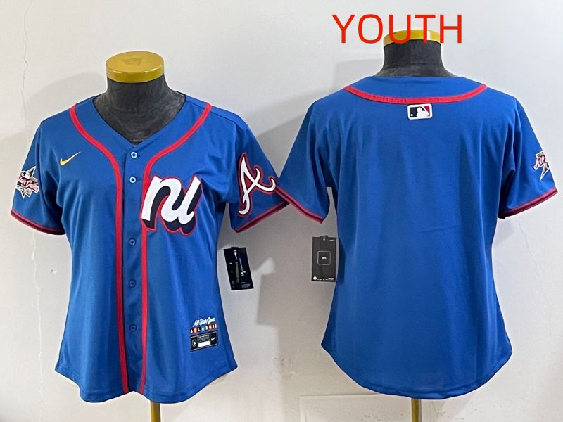 Youth 2025 Atlanta Braves Blank Blue All star Nike MLB Jersey style 06->youth mlb jersey->Youth Jersey